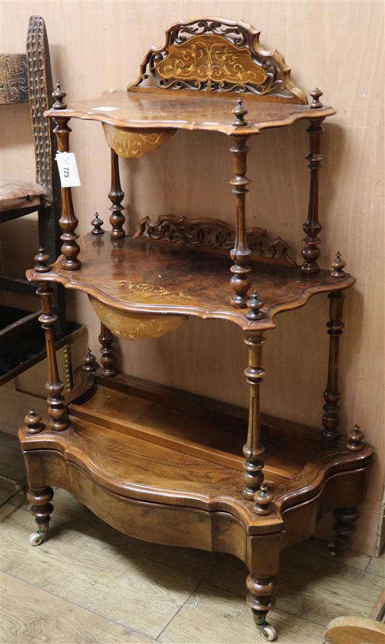 A Victorian walnut whatnot W.77cm